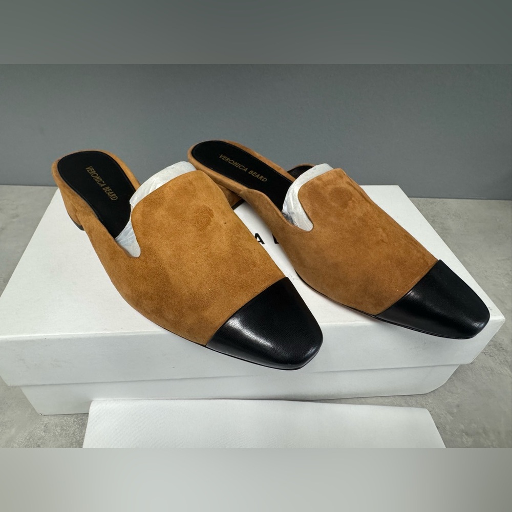 NIB- Veronica Beard  Cecile Tan and Black Mules